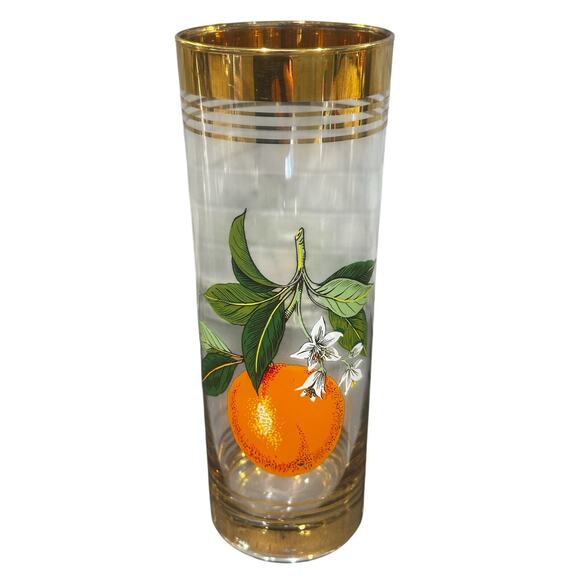 West Virginia Glass Company Vintage 1950's 'Orchard' Gold Hi-Ball Glasses-Set 4 - Picture 12 of 16